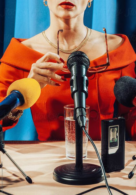 Microphone Photoshoot, Press Conference Aesthetic, Content Moodboard, Eyewear Photography, Grad Shoot, Summer Shoot, Pink Friday, News Agency, Press Conference