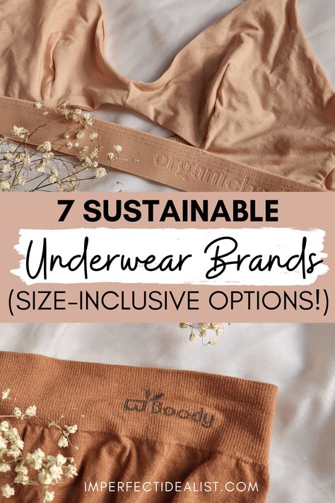 Here are some sustainable underwear and bra brands made from natural and recycled materials. Includes options with extended sizing. | Sustainable clothing brand | Ethical fashion brand | Sustainable undergarments Sustainable Clothing Aesthetic, Eco Friendly Outfits, Plus Size Outfits Skirts, Fashion For Chubby Ladies, Organic Womens Clothing, Brand Goals, Cotton Undies, Slow Fashion Clothes, Plus Size Beach Outfits