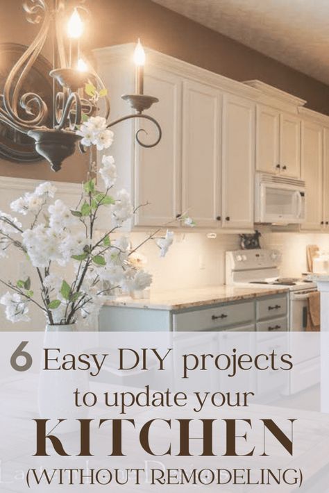 Upgrade Builder Grade, Old Kitchen Remodel, Kitchen Decor Hacks, Builder Grade Kitchen, Update Kitchen Cabinets, Two Tone Kitchen Cabinets, Simple Kitchen Remodel, Diy Kitchen Projects, Update Cabinets