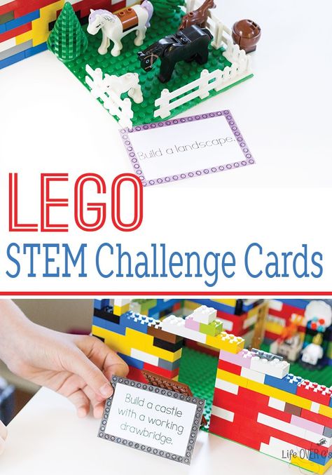 Your kids will love these LEGO STEM challenge cards! The perfect learning activity to get kids interested in learning when they think they are just playing with LEGO! All of these challenges have been 'tween-approved'. Lego Stem Activities, Stem Challenge Cards, Lego Stem Challenge, Lego Stem, Vetenskapliga Experiment, Lego Hacks, Lego Challenge, Lego Education, Stem Lesson