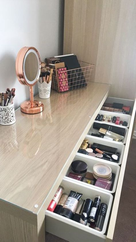 Ikea Makeup Storage, Ikea Malm Dressing Table, Ikea Makeup, Malm Dressing Table, Penyimpanan Makeup, Ikea Regal, Ikea Malm Dresser, Malm Dresser, Makeup Drawer