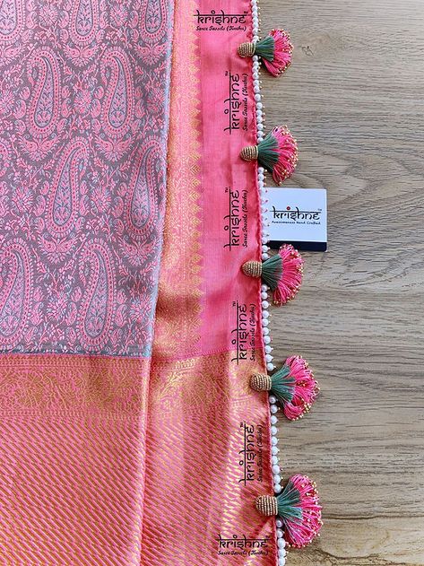 Krishne Saree Kuchu & Tassels: Crochet | Bridal | Tatting | Bengaluru Crochet Dupatta, Saree Kuchu New Designs, Dupatta Lace, Designer Tassels, Saree Painting Designs, Saree Tassels Designs, Thread Bangles Design, Tassel Crafts, Saree Kuchu Designs