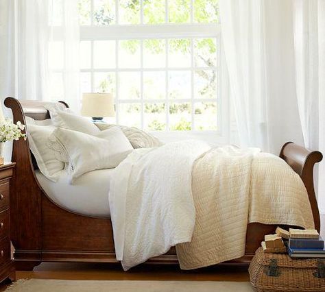 Wood Sleigh Bed, Rustic Luxe, Sleigh Bed, Dresser Sets, Sleigh Beds, Dreamy Bedrooms, Furniture Upholstery, Cozy Bedroom, New Room