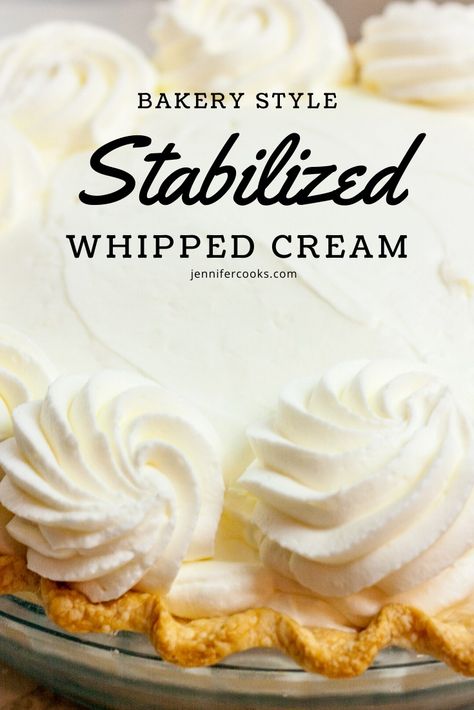 Piped Whipped Cream, Sturdy Whipped Frosting, Best Stabilized Whipped Cream Frosting, Whipped Creme Recipe, Firm Whipped Cream, Stabilized Whipped Cream Icing, Best Stabilized Whipped Cream, Faux Cream Cheese Frosting, Whipcream Icing Cake Design