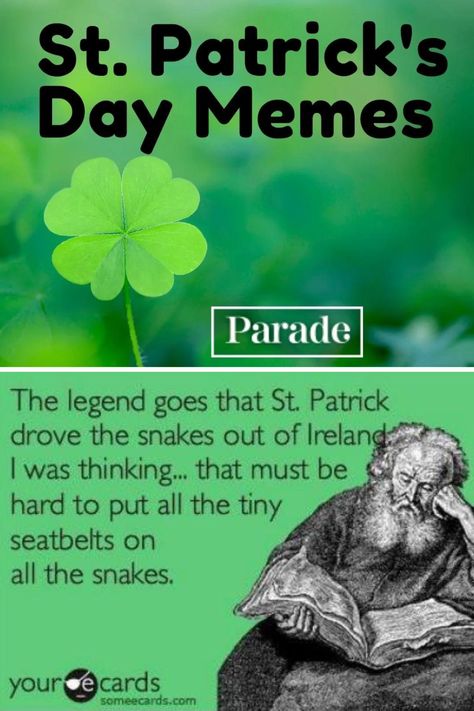 30 St. Patrick's Day Memes to Crack You up and Celebrate the Luck of the Irish #stpatricksday #saintpatricksday #memes https://parade.com/1166488/jessicasager/st-patricks-day-memes/ St Patricks Day Humor Funny, Happy St. Patrick's Day Memes, St Patrick's Day Funny Hilarious, Happy St Patrick’s Day Funny, St Patrick’s Day Humor, St Patricks Day Meme Funny, St Patrick’s Day Meme, Funny St Patricks Day Quotes Humor, Irish Memes Humor