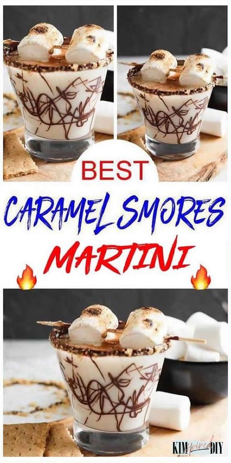 caramel smores martini with vodka alcohol made in a chocolate drizzle, toasted marshmallows & a chocolate graham cracker rimmed glass. Smores Martini, Marshmallow Martini, Caramel Smores, Theme Drinks, Vodka Alcohol, Drink Vodka, Easy Smores, Christmas Drinks Alcohol Recipes, Christmas Drinks Recipes