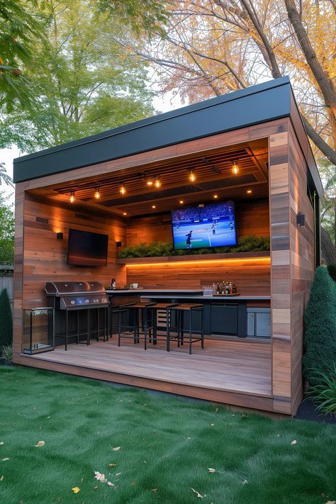 32 Best Outdoor Man Cave Ideas for Your Backyard (2024) Outdoor Man Cave Ideas, Backyard Bbq Area, Man Cave Designs, Garden Bar Ideas, Outdoor Bar Ideas, Outdoor Man Cave, Deck Balusters, Wooden Pool, Man Cave Ideas