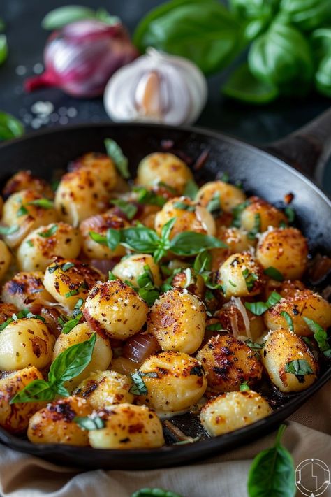 . #Gnocchi_Breakfast_Recipes #Gnocchi_Bacon_Recipes #Skillet_Gnocchi_Recipes #Food_To_Impress Cod And Gnocchi, Gnocchi Bacon Recipes, Skillet Gnocchi Recipes, Meals For One Person Easy, Gnocchi With Mushrooms, Gnocchi Dinner, Skillet Gnocchi, Gnocchi Recipes Homemade, Savory Bacon