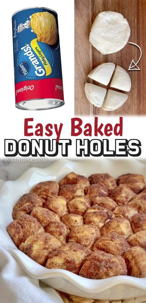 Cinnamon Balls With Biscuits, Easy Finger Breakfast Food, Breakfast Ideas For 10 People, Pilsbury Biscuit Desserts, Dinner Ideas Family Of 4, Simple Dessert Recipes 3 Ingredients, Fatty Recipes, Homemade Donut Holes, Recipe Using Canned Biscuits