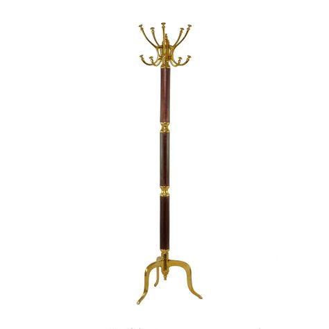 Rosdorf Park Gotlind 17.5'' Wide 8 - Hook Freestanding Coat Rack in Gold | Wayfair Free Standing Coat Rack, Coat And Hat Rack, Tree Coat Rack, Vintage Coat Rack, Wooden Coat Rack, Standing Coat Rack, Hat Rack, Coat Stands, Entryway Furniture