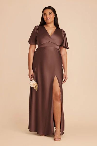 Marni Dress Mocha Bridesmaid Dresses, Chocolate Brown Bridesmaid Dress, Bridesmaid Dress Color Schemes, Chocolate Bridesmaid Dresses, Brown Bridesmaid Dresses, Marni Dress, Neutral Bridesmaid Dresses, Satin Bridesmaid Dress, Tuxedo Women