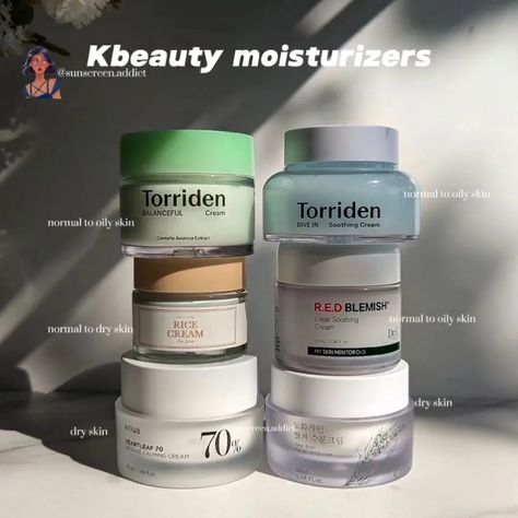 Which Kbeauty 🧴 is best for your skin type? Let us know your favorite moisturizer in the comments. ❓ Do you like moisturizer in a tube or a jar? Cheap Skincare, Facial Routine Skincare, Beauty Treatments Skin Care, Korean Skin Care Secrets, Viral Products, Skincare Moisturizer, Natural Face Skin Care, Basic Skin Care Routine, Natural Cleanser