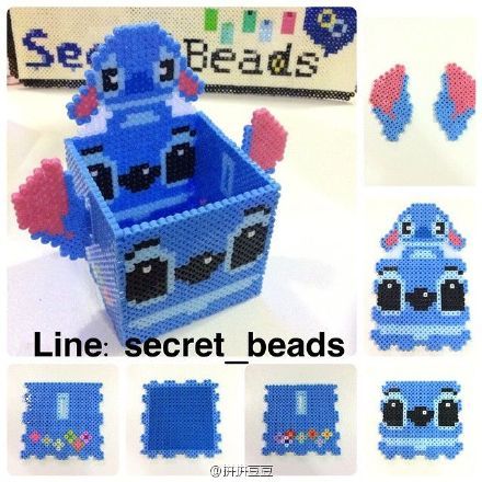 stitch Lilo En Stitch, Hama Beads 3d, Stitch Box, Vika Papper, Hamma Beads Ideas, Easy Perler Bead Patterns, Perler Creations, Pearl Beads Pattern, Easy Perler Beads Ideas