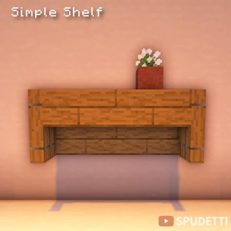 Minecraft Shelves, Minecraft Shelf Ideas, Minecraft Shelf, Inside Minecraft Houses Ideas, Simple Minecraft Builds, Pretty Minecraft, Interior Design Minecraft, Minecraft Hacks, Shelf Designs