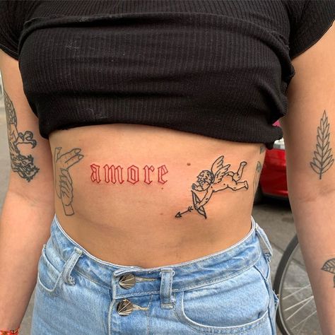 Ignorant Style Tattoo, Tattoo Trend, Inspiration Tattoos, Red Ink Tattoos, Stomach Tattoos, Red Tattoos, Dainty Tattoos, Tattoo Trends, Dope Tattoos