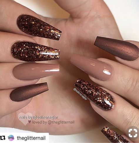 Bronze Nails, Coffin Nails Matte, Thanksgiving Nail Art, Nagellack Trends, November Nails, Fall Acrylic Nails, Thanksgiving Nails, Coffin Nails Long, Autumn Nails