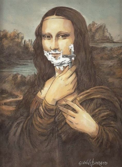 Barber Poster, Mona Friends, Barber Tattoo, Mona Lisa Parody, Barber Logo, Mona Lisa Smile, Barbershop Design, Barber Shop Decor, Salon Art