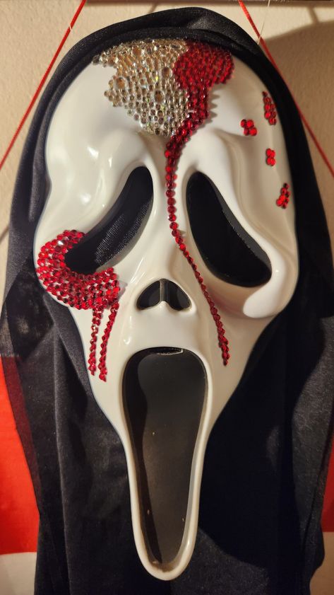 Scream Halloween Costume, Scream Outfits, Bling Mask, Scream Costume, Rhinestone Mask, Ghost Face Mask, Scream Mask, Horror Halloween Costumes, Disco Costume