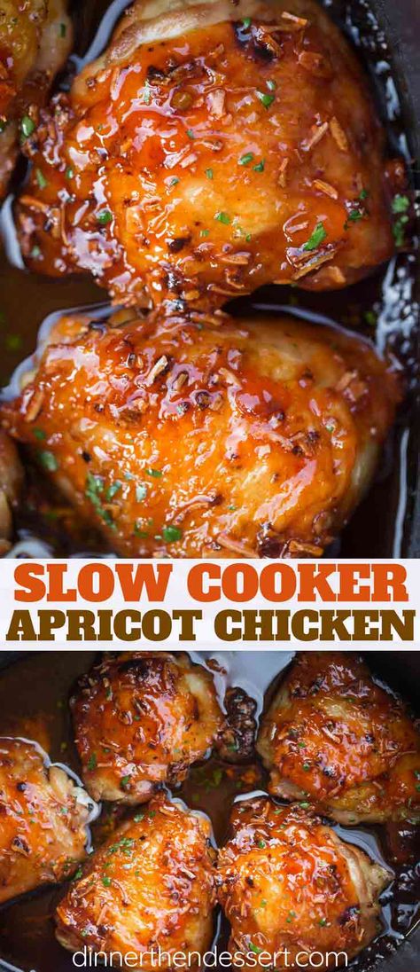 Slow Cooker Apricot Chicken, Homemade Onion Soup, Apricot Chicken Recipes, Dinner Then Dessert, Apricot Chicken, Chicken Thigh Recipes Crockpot, French Dressing, Crockpot Soup Recipes, Beef Bourguignon