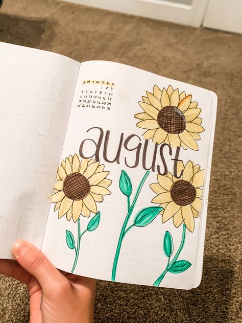 Bullet Journal Ideas August Cover, August Dot Journal Ideas, August Journal Spread, Journal Month Page August, August Book Journal Ideas, August Whiteboard Ideas, August Bullet Journal Cover Ideas, August Title Page, August Scrapbook Ideas