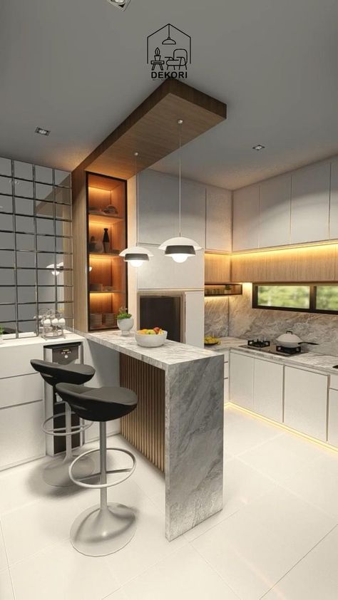 Idea Kitchen Design, Minimal Kitchen Design, Small Modern Kitchens, Inspiration Designs, Dining Table Design Modern, Condo Interior Design, Desain Pantry, Kitchen Layout Plans, Interior Design Kitchen Small