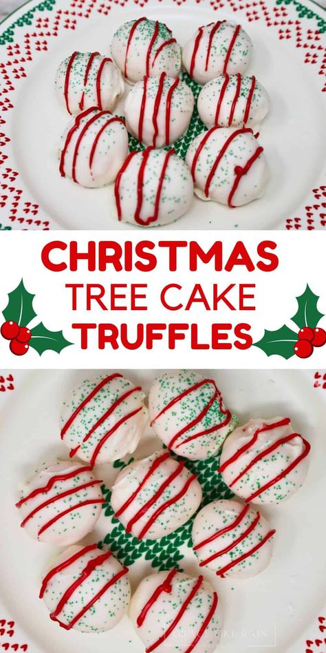 Christmas Tree Cake Truffles: Easy Cake Balls Recipe - Grace Like Rain Blog Christmas Tree Cake Balls, Easy Cake Balls Recipe, Cake Truffles Recipe, Stovetop Appetizers, Cake Balls Recipe, Cake Ball Recipes, Easy Truffles, Christmas Truffles, Tree Cake