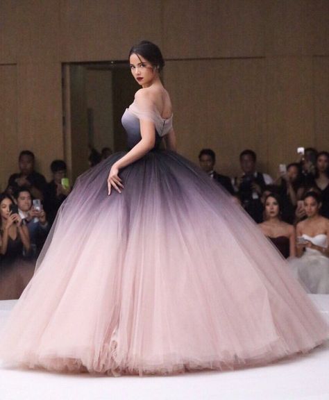 Unique Prom Dresses Long, Ombre Gown, Ball Gown Prom Dresses, Gown Prom Dresses, Ombre Prom Dresses, Gown Fashion, Princess Prom Dresses, Formal Ball Gown, Ball Gowns Princess