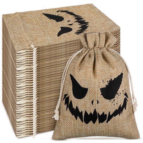 PRICES MAY VARY. Set of Charming Bags: in this package, you'll receive a set of 50 Halloween burlap bags gift bags at once; Having such a large quantity ensures you're prepared for a big Halloween party or event, whilst also offering extra in case of any unexpected fun Adorable Design: these small burlap bags with drawstring feature cute Oogie expressions, these bags infuse an air of playful spookiness into your Halloween ensemble, making them a must have for any Halloween event Reliable and Con Halloween Spa Gift, Brown Paper Bag Witch Broom, Burlap Gifts, Baby Shower Goodie Bags, Fall Party Favors, Boo Gift, Boo Boo Bags, Halloween Gift Bags, Halloween Baby Shower Theme