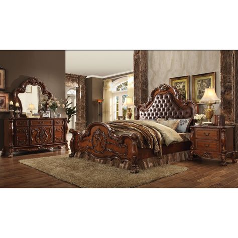 Acme Furniture Dresden Panel Bed - 23140Q Idea Bilik Tidur, Tufted Bedroom, Reka Bentuk Bilik Tidur, Upholstered Bedroom Set, Eastern King Bed, Victorian Bedroom, King Upholstered Bed, Traditional Bed, Upholstered Panel Bed