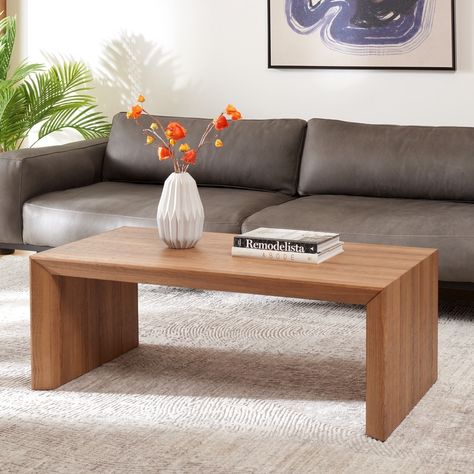 SAFAVIEH Home Collection Woodrow Coffee Table - 43" W x 24" D x 17" H - Bed Bath & Beyond - 39076889 Rustic Accent Table, Minimal Coffee Table, Sled Coffee Table, Meja Sofa, Tea Table Design, Coffee Table Stand, Modern Wood Coffee Table, Safavieh Furniture, Home Coffee Tables