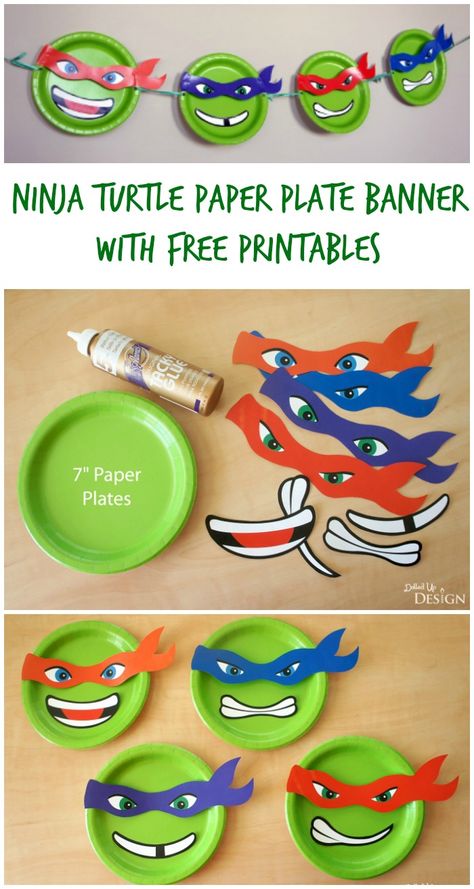 Ninja Turtle Paper Plate Banner Ninja Turtle Decorations, Mutant Ninja Turtles Party, Turtle Birthday Parties, Turtle Theme, Tmnt Birthday, Ninja Turtles Birthday Party, Tmnt Party, Ninja Birthday, Ninja Party