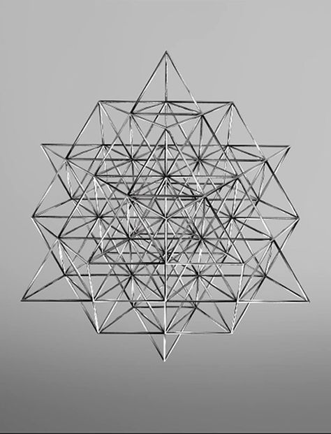 64 tetrahedrons create the first two of the infinite scalar octaves of the vector equilibrium of the fabric of spacetime. Spheres around each of the 64 tetrahedrons creates a perfect sphere packing lattice: a 3D flower of life, the geometry of the holofractographic structure of the quantum wormhole network of space itself at the Planck scale... Star Tetrahedron, Geometric Structure, Sacred Geometry Art, I Ching, Geometry Art, Sacred Art, Minimalist Interior, Flower Of Life, Minimalist Bedroom