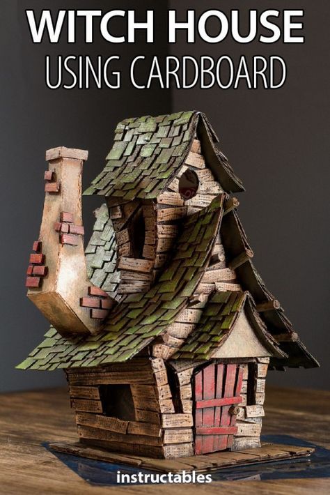 Casa Fantasy, Casa Halloween, Fairy House Diy, Glitter Houses, Halloween Village, Cardboard House, Putz Houses, Fairy Garden Houses, Cardboard Art