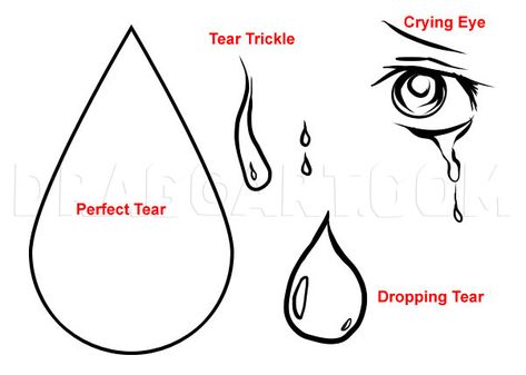 How To Draw Tears, Step by Step, Drawing Guide, by Dawn | dragoart.com How To Draw A Tear Drop From An Eye, Tear Drop Drawings, Teardrop Drawing Easy, How To Draw Tears In Eyes, Tear Drawing Reference, Tear Draw, Images Of Tears, Tears Drawing, How To Draw Tears