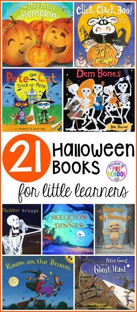 21 Halloween themed books for preschool, pre-k, and kindergarten. Fun (and not so scary) Halloween books students will LOVE! Books For Preschool, Kindergarten Halloween, Halloween Themed Activities, Fall Books, Halloween Books For Kids, Preschool Fall, Kid Books, Halloween Preschool, Language Arts Elementary