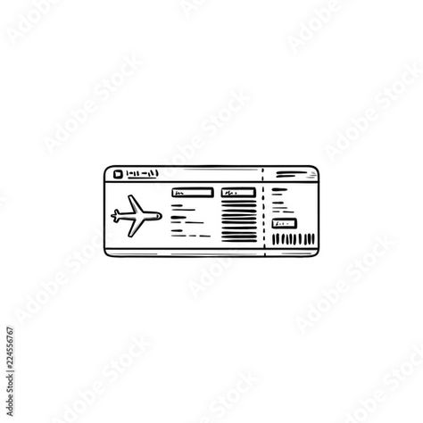 Boarding Pass Illustration, Plane Ticket Illustration, Plane Ticket Drawing, Boarding Pass Aesthetic, Flight Illustration, Airplane Doodle, Ticket Drawing, Airport Flight, Airplane Ticket