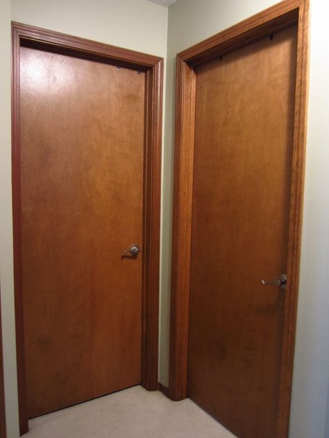 Replacing Trim Around Doors, Trim Around Doors Interior, Staining Interior Doors, How To Update Interior Doors, Update Interior Doors Diy, Scandinavian Interior Doors, Updating Interior Doors Diy, Inside Doors Ideas Interiors, Updating Interior Doors