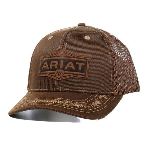 PRICES MAY VARY. Poly-Cotton Made in the USA or Imported Snap closure 6 Panel Structured Ariat Shield Logo Snap Back Closure 65% Polyester, 35% Cotton Ariat mens Ariat cap by M&F Western Products. Ariat shield logo on the front two panels with an embroidered bill. Brown mesh back and snap back closure. Botas Western, Twisted X Boots, Brown Hat, Stitching Embroidery, Cowboy Outfits, Brown Hats, Shield Logo, Mens Vintage, Snap Back