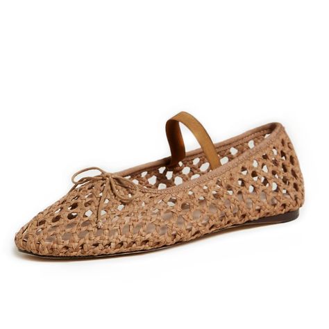 PRICES MAY VARY. These mesh ballet flats are crafted from breathable and comfortable raffia weave material, ensuring a pleasant wearing experience. Featuring a round toe with a bow design, these affia mesh ballet have a cute and charming appearance. The elasticized straps allow for easy fastening, making these Mary Jane flats convenient to put on and take off. Designed with a low heel and soft inner lining, these ballerinas flats provide all-day comfort for your feet. These versatile ballet flat Crochet Ballet, Soft Ballet Flats, Brown Crochet, Chocolate Leather, Brown Flats, Womens Ballet Flats, Mary Jane Flats, Loeffler Randall, Flats Shoes