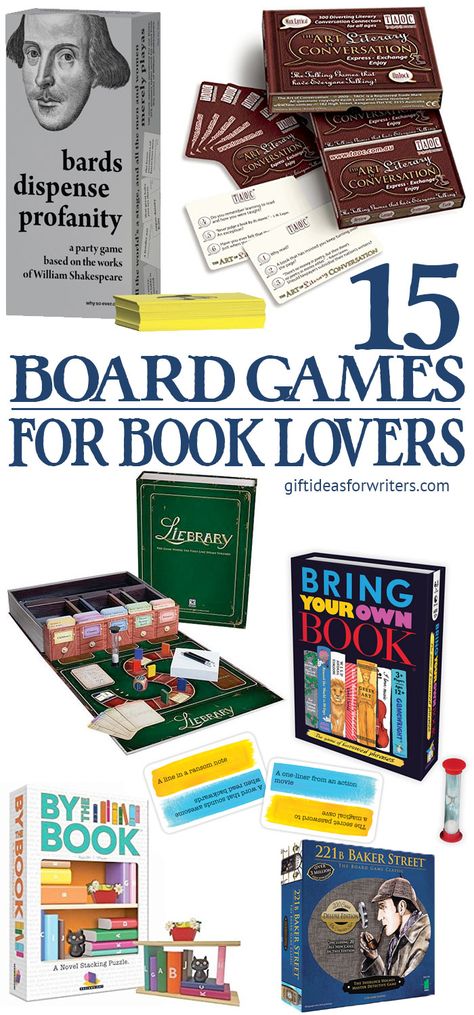 15 literary board games for book lovers and readers. Tons of fun for book worms and writers. Bookish Activities, Book Games, Freetime Activities, Bookworm Gifts, Literary Gifts, Quotes For Book Lovers, Gifts For Bookworms, Bookish Gifts, Gifts For Readers