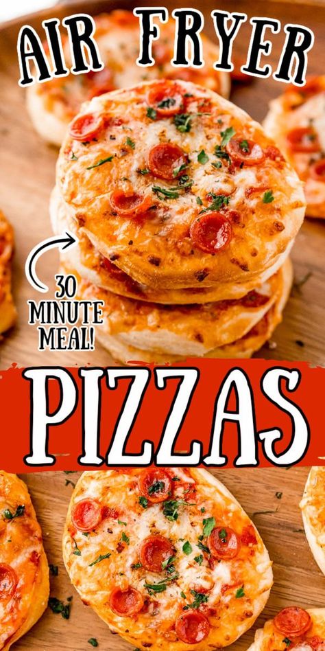 Airfryer Mini Pizza, Mini Pizza With Biscuits, Mini Air Fryer Pizza, Grands Biscuit Pizza Recipes, Biscuit Mini Pizzas, Grands Biscuit Pizza Air Fryer, Flaky Biscuit Pizza Air Fryer, Air Fryer Biscuit Pizza, Air Fryer Grands Biscuits