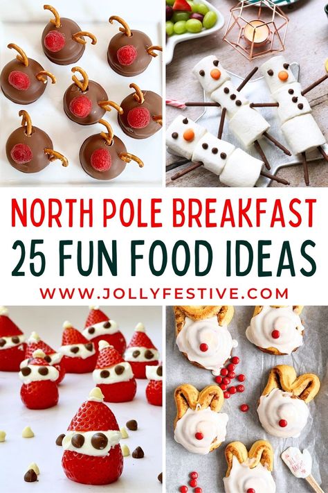 Northpole Breakfast Ideas, Kids Christmas Brunch Party, Christmas Themed Breakfast Kids, Christmas Brunch Ideas For Kids, Elf On The Shelf Arrival Breakfast, Elf Breakfast Ideas, North Pole Breakfast Ideas, North Pole Breakfast Printables, Christmas North Pole Breakfast