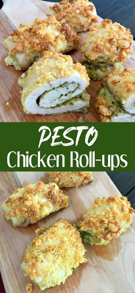 Baked Chicken Cutlets, Rolled Chicken Breast, Rolled Chicken Recipes, Chicken Cutlet Recipes, Baked Pesto Chicken, Chicken Pesto Recipes, Chicken Roll Ups, Chicken Roll, Roll Ups Recipes