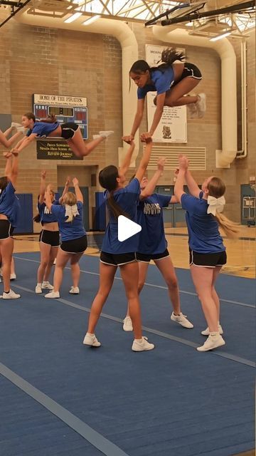 Partner Cheer Stunts, Level 3 Cheer Stunts, Easy Cheerleading Stunts, Easy Cheer Stunts, Easy Cheers, Fundraising Poster, Cheerleading Stunts, Basketball Cheers, Cheerleading Stunt