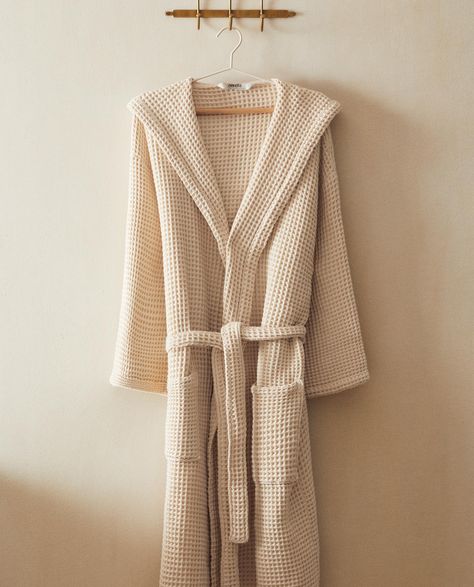 COTTON WAFFLE-KNIT BATHROBE | Zara Home United States of America Jeans Blazer, Crochet Coat, Zara Home, Trouser Jeans, Blazer Dress, Waffle Knit, Jean Shirts, States Of America, Linen Shirt