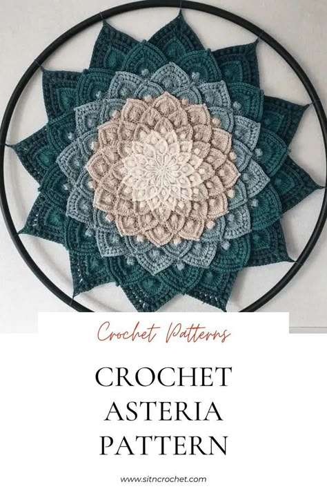 Granny Square Top with a Denim Jacket Experienced Crochet Patterns, Crochet Projects With Buttons, Crochet Art Pattern, Crochet Asteria Pattern, Crochet Asteria, Asteria Crochet Pattern, Crochet Celestial, Acotar Crochet, Mandala Crochet Blanket Free Pattern