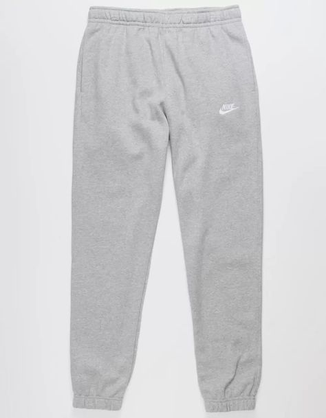 NIKE Sportswear Club Fleece Mens Sweatpants - HEATHER GRAY | Tillys Grey Nike Sweatpants Outfits, Nike Sweatpants Outfit, Grey Nike Sweats, Jogging Nike, Grey Nike Sweatpants, Sweatpants Nike, Cute Sweatpants, Nike Sportswear Club Fleece, Cute Nike Outfits