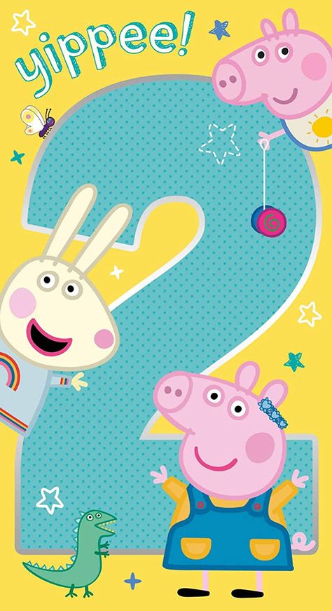 Peppa Pig Birthday Card, Pig Birthday Card, Peppa Pig Imagenes, Peppa Pig Happy Birthday, Peppa Pig Balloons, Peppa Pig Cartoon, Rebecca Rabbit, 2nd Birthday Card, Peppa Pig Birthday Party