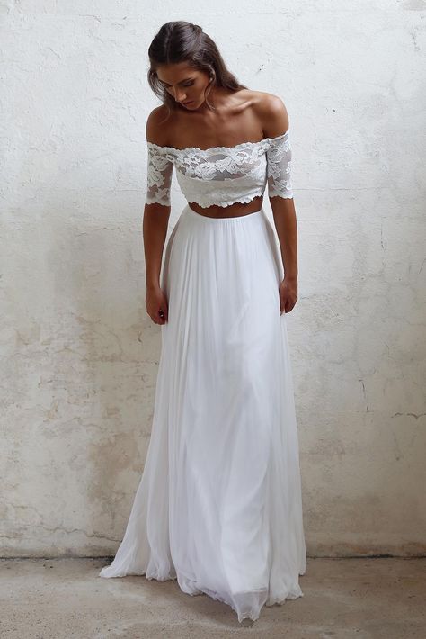 Grace Loves Lace Wedding Crop Top And Skirt, 2 Piece Wedding Dress, Crop Top Wedding Dress, Handmade Wedding Dresses, Two Piece Wedding Dress, Romantic Wedding Inspiration, Grace Loves Lace, Styl Boho, Online Wedding Dress