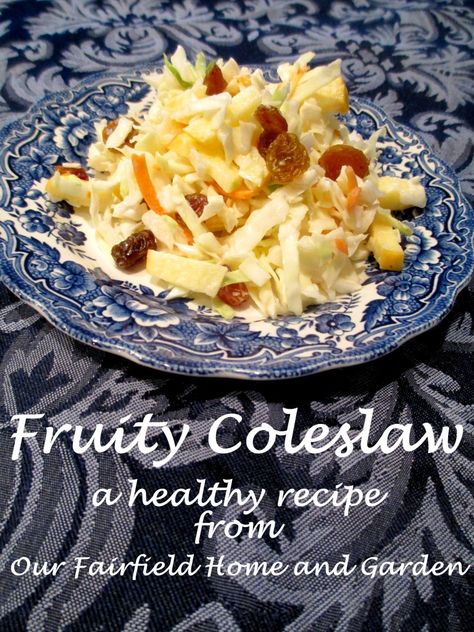 Fruity Coleslaw ~ a healthy recipe from Our Fairfield Home & Garden M And S, Coleslaw Mix, Coleslaw Recipe, Veggie Sides, Savoury Dishes, Healthy Alternatives, Coleslaw, Fruits And Veggies, Home Cooking